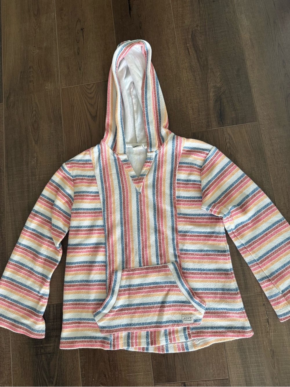 Roxy Kids Hooded Striped Coverup - White, Pink, Blue, Peach